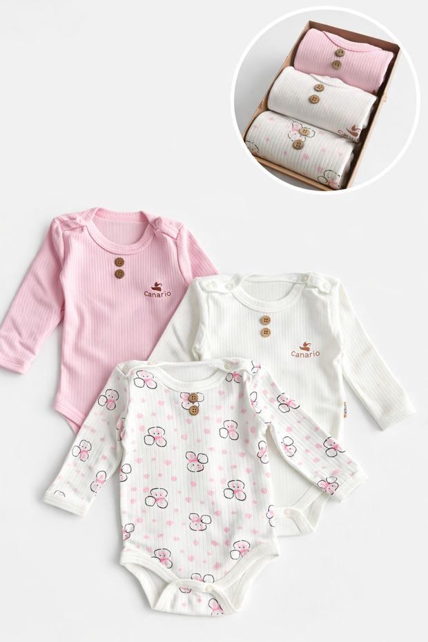 3-Piece 0-3 Month Boxed Baby Bady 100% Cotton Baby Birth Gift