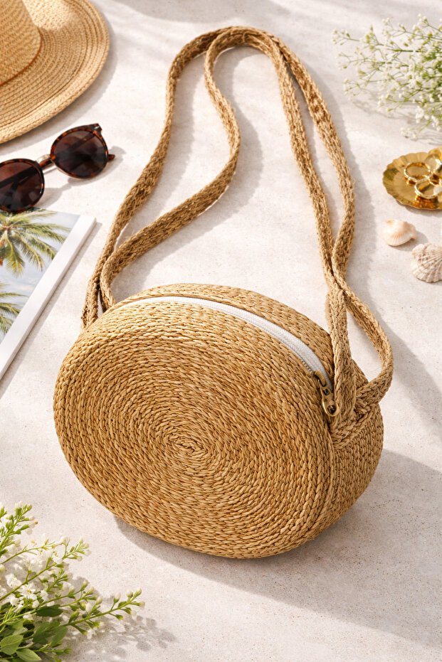 حقيبة كتف من القش - 1