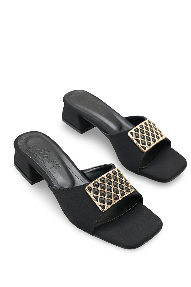 Vesper Mina Women's Heeled Slippers 0012204 Matte Black