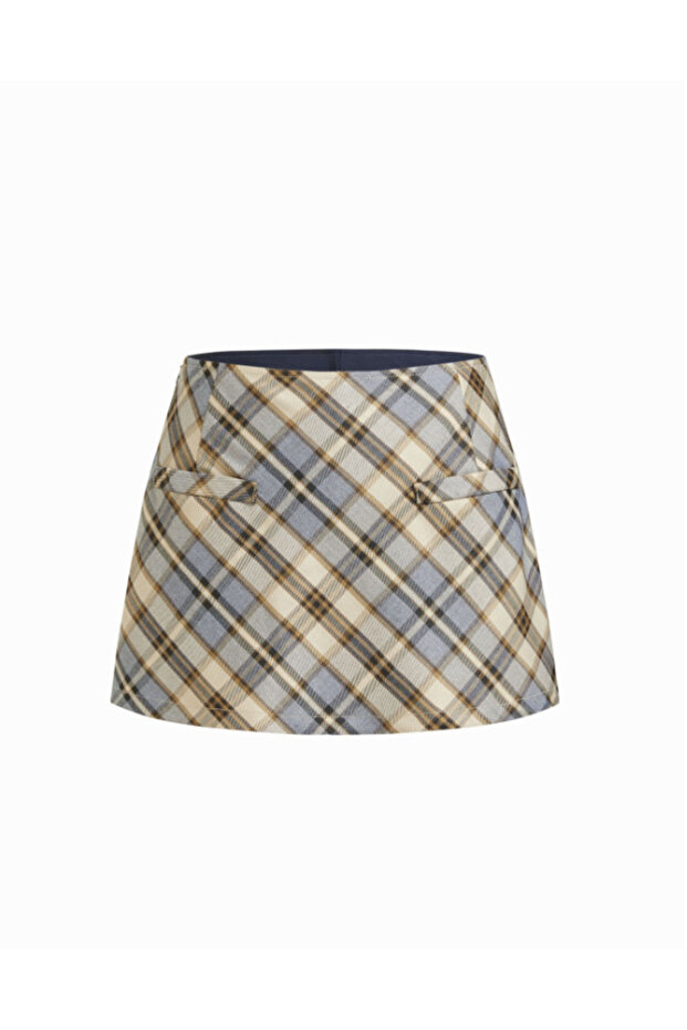 EKOSE DESENLİ MİNİ ŞORT ETEK - 5