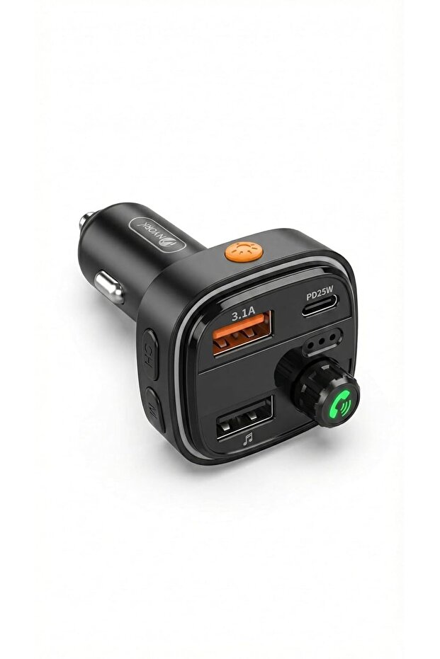 مُعدِّل راديو FM ذكي MD782، شاحن سيارة بتقنية بلوتوث 5.0، منفذ USB-C بقدرة 25 واط بتقنية الشحن السريع PD، إضاءة RGB، مشغل MP3