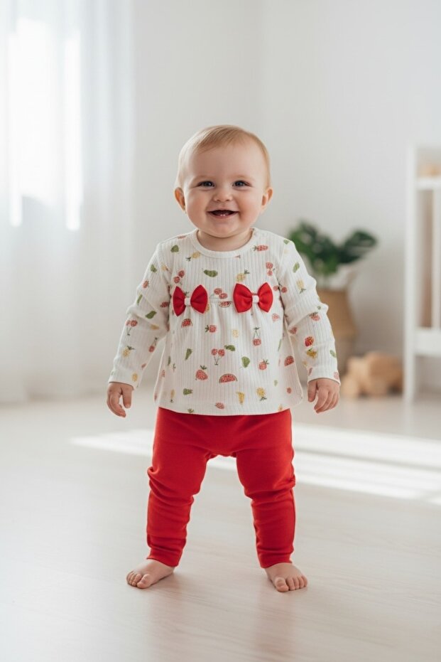 100% Cotton Seasonal Tights Baby Girl Set 6/9/12 Months Red