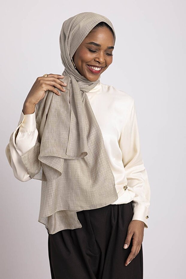 شال أورا مونوغرام منقوش على الوجهين - بيج - 3