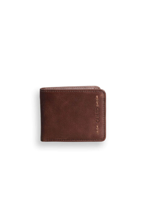 Antique Brown Genuine Leather Special Stitching Patterned Sports Men's Wallet // Grd260225Wt1754
