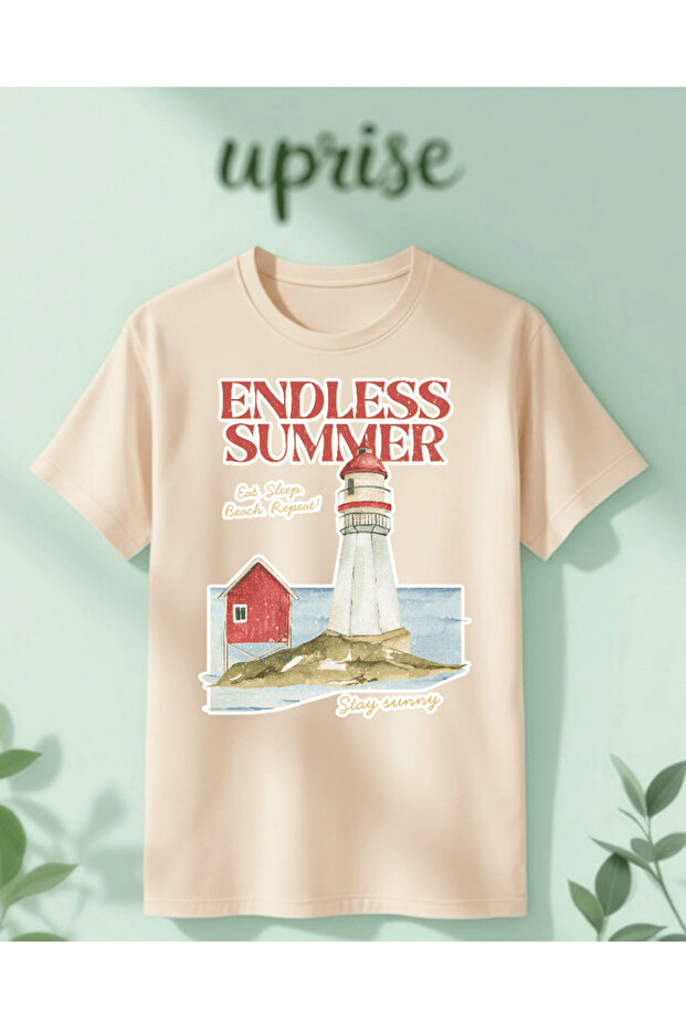 تي شيرت قطني مطبوع عليه Endless Summer مقاس كبير
