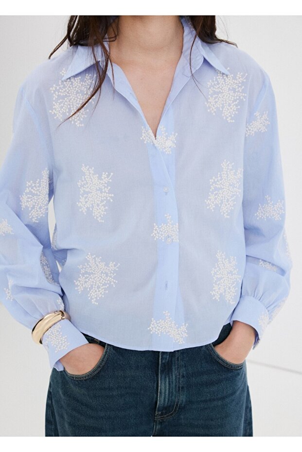 Çiçek işlemeli gömlek - 1
