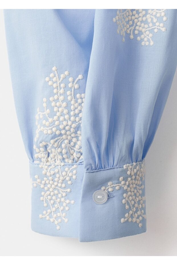 Çiçek işlemeli gömlek - 5