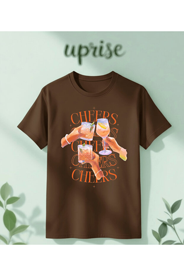 تي شيرت قطني كبير الحجم مطبوع عليه Cheers