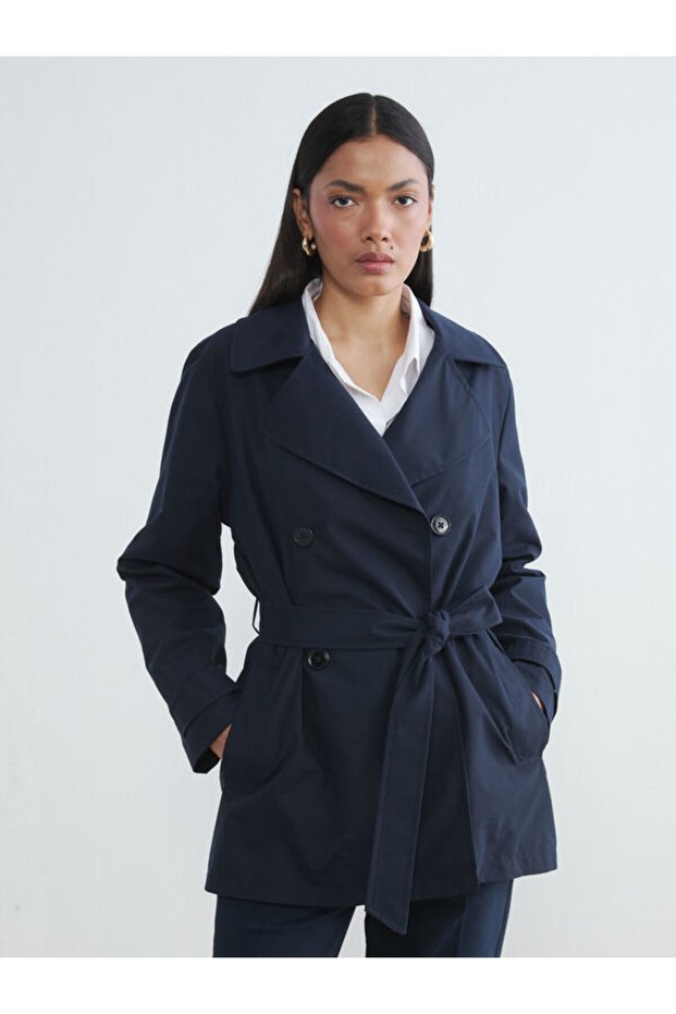 Sparkling Choices Double Breasted Roba Collar Women's Trench Coat from Shining Store