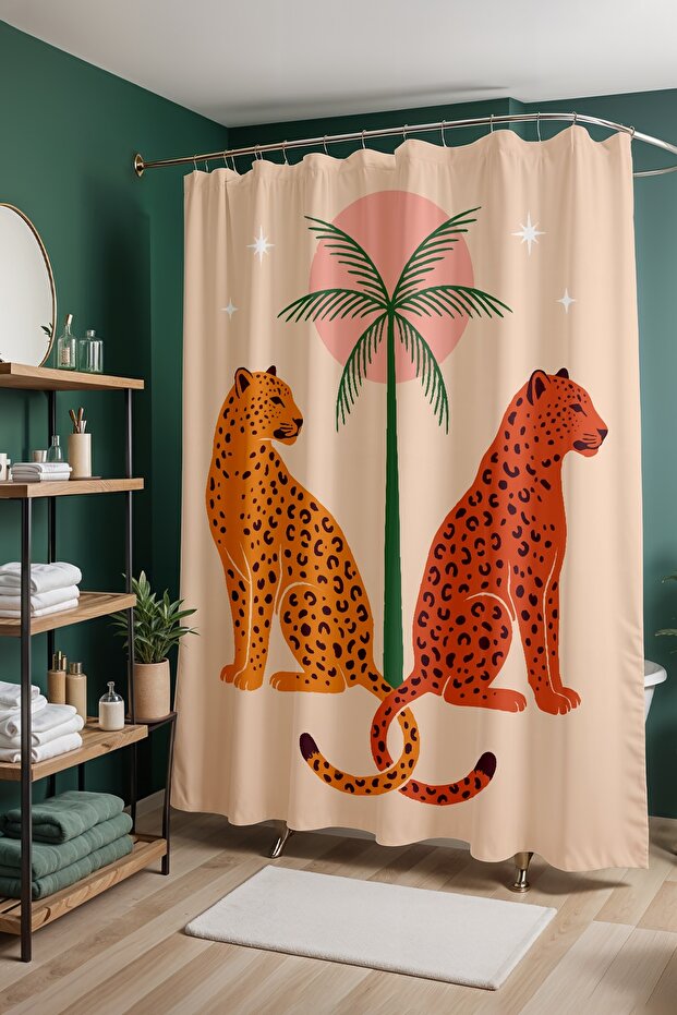 Bathroom Curtain, Wild Elegance Patterned Shower Curtain, Bathtub Curtain 175X200Cm