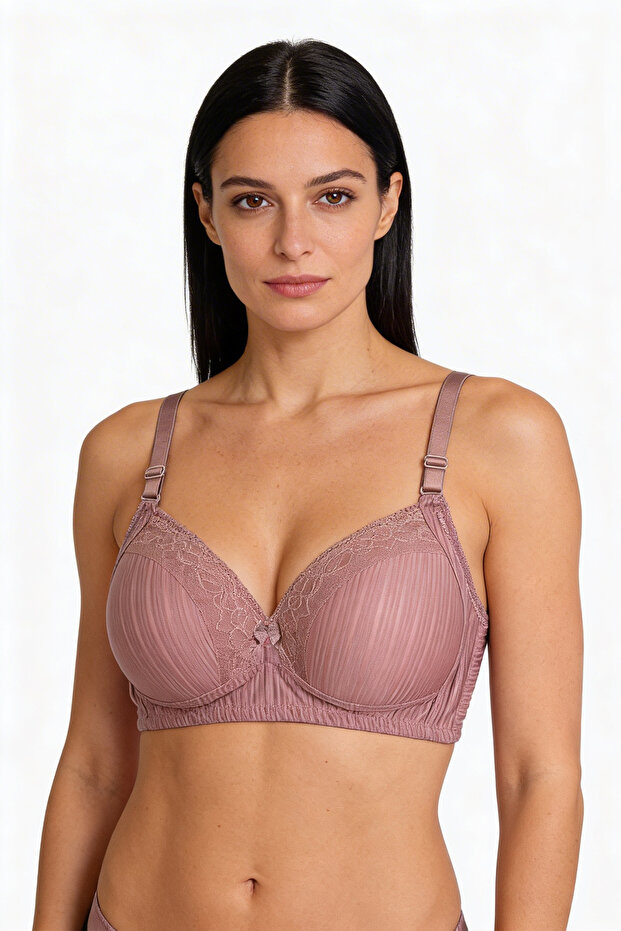 Wireless Silicone Lace Gathering Bra