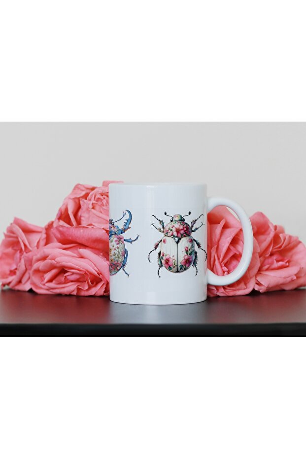 كوب مزخرف بتصميم الحشرات - كوب هدايا بتصميم زهور و4 تصاميم مختلفة للحشرات - 4