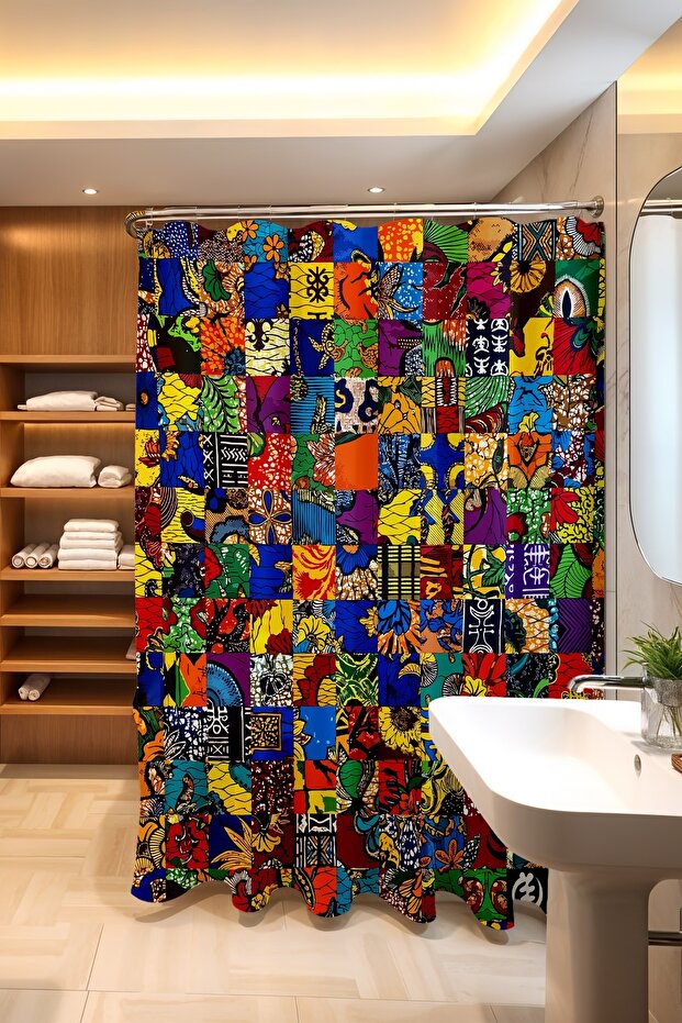 Bathroom Curtain, Color Explosion Patterned Shower Curtain, Bathtub Curtain 175X200Cm