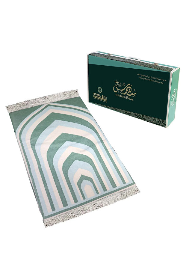Royal Turkish Prayer Mat with 3-Layer Memory Foam – Luxury Islamic Prayer Rug for Knee Support