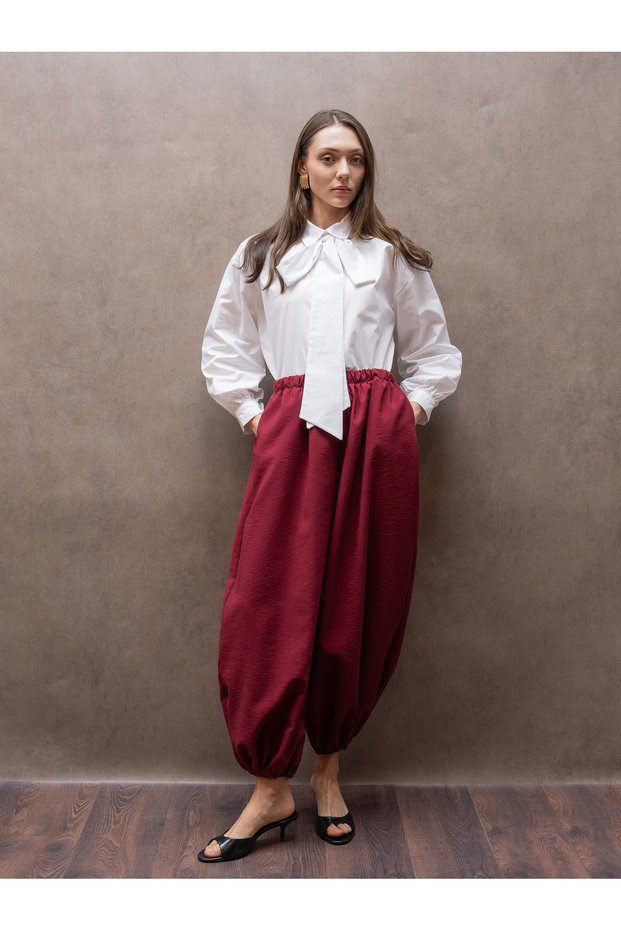 Burgundy Baggy Trousers