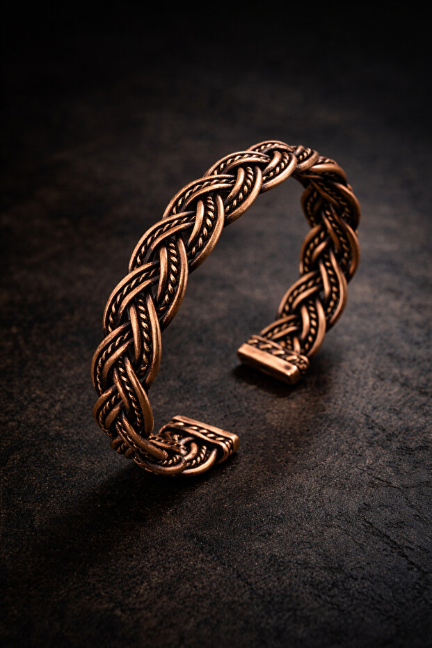 Women's Copper Bracelet Weave Model Healing Thin 100% Pure Copper Bracelet Handcuff