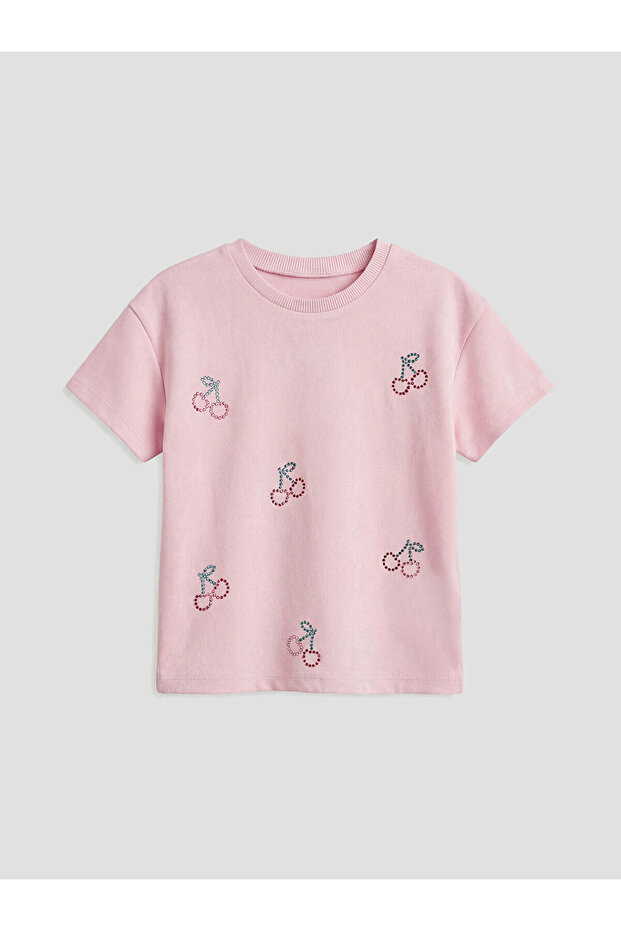 Pink Cherry Printed Girls' T-Shirt