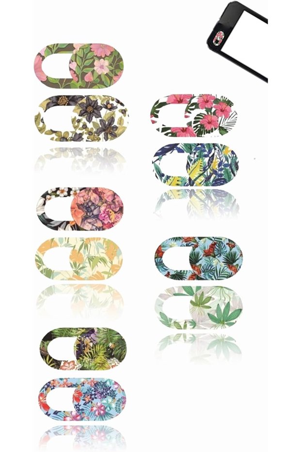® Cute Flower Pattern Webcam Cover Slide - Privacy Protector for Laptop, Phone Cameras -