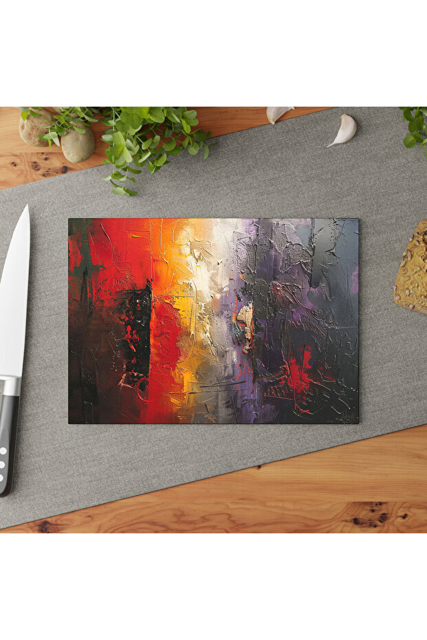Abstract Shapes Glass Cutting Board, Non-Slip, Non-Scratch, Easy to Clean, Stylish Design