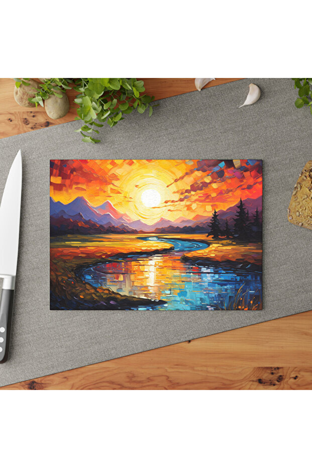 Sunrise Design Tempered Glass Cutting Board Set, Stylish and Non-Slip Surface