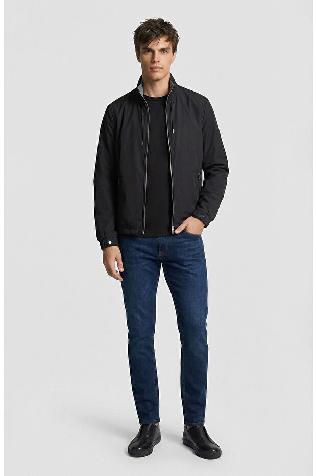 Lacivert Dik Yaka Mont - 2