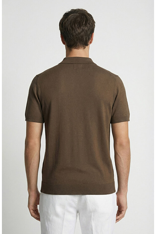 Haki Polo Yaka Basic Triko Kazak - 3