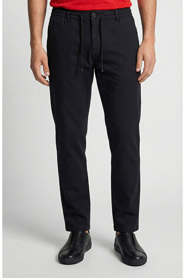 Siyah Diyagonal Jogger Pantolon - 2