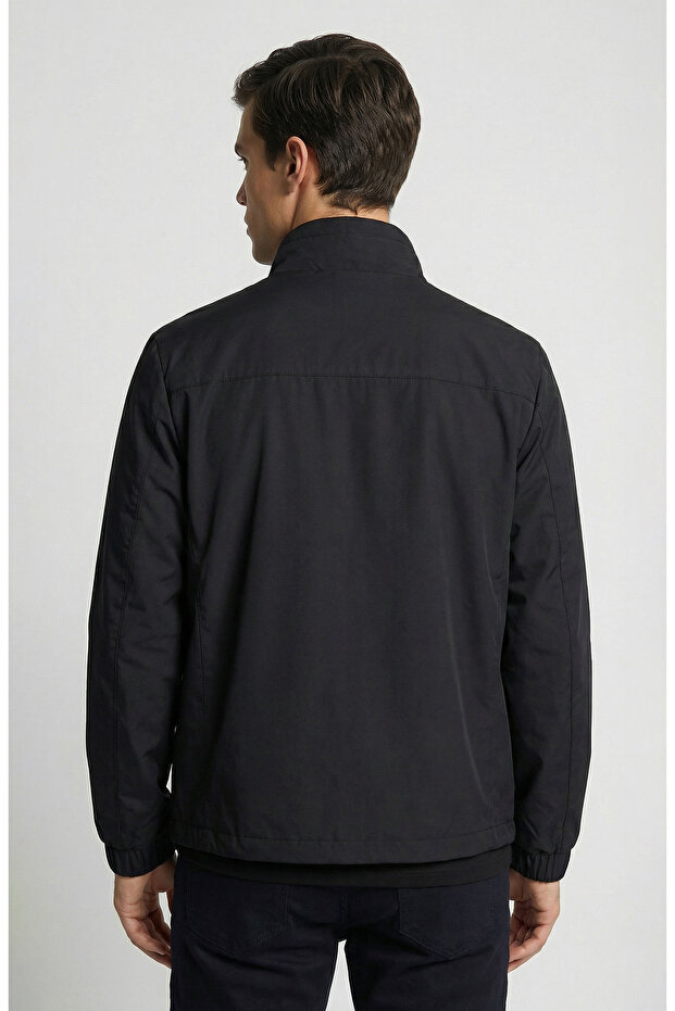 Lacivert Dik Yaka Mont - 3