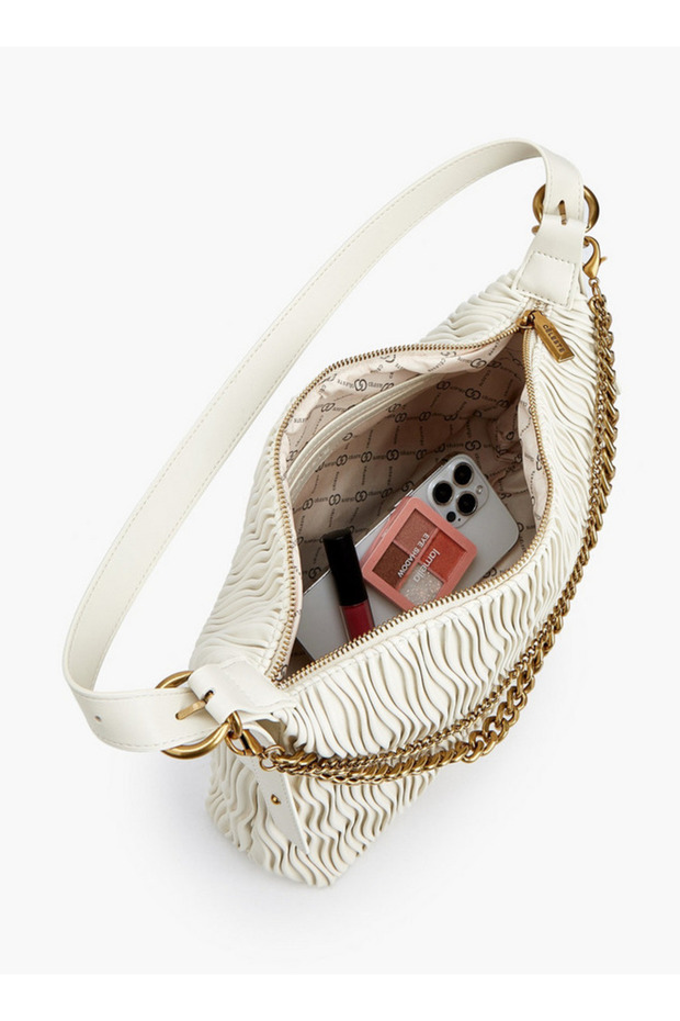 Textured Shoulder Bag with Adjustable Strap - 7