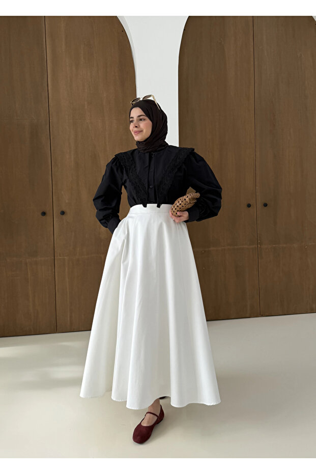 DANTEL DESEN GÖMLEK SİYAH - 6