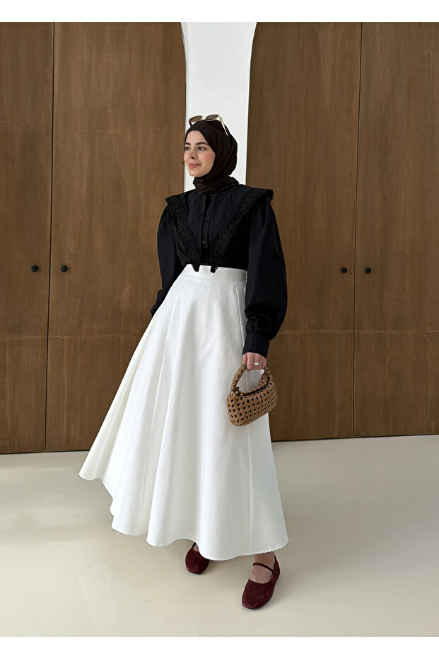 DANTEL DESEN GÖMLEK SİYAH - 1