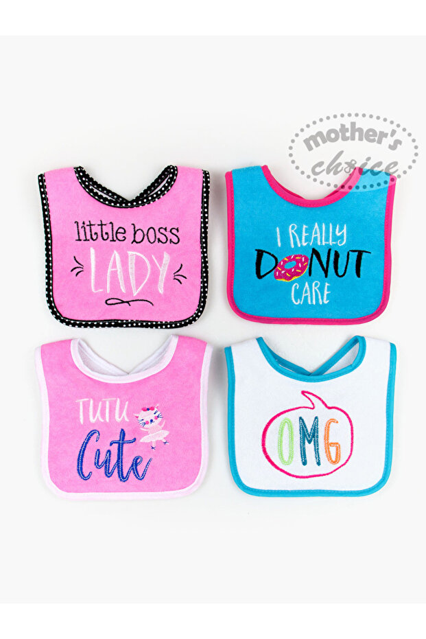 Pack of 4 - Dribble Proof Bib with Embroidery