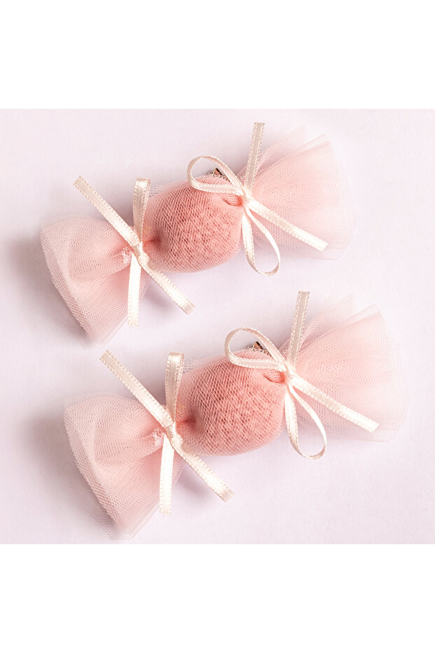 Two Pieces of Pink Tulle Candy Bows