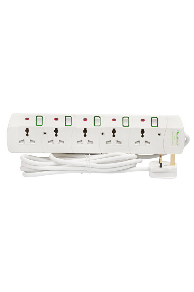 Terminator 5 Way Universal Power Extension Socket 13A 3M Esma Approved