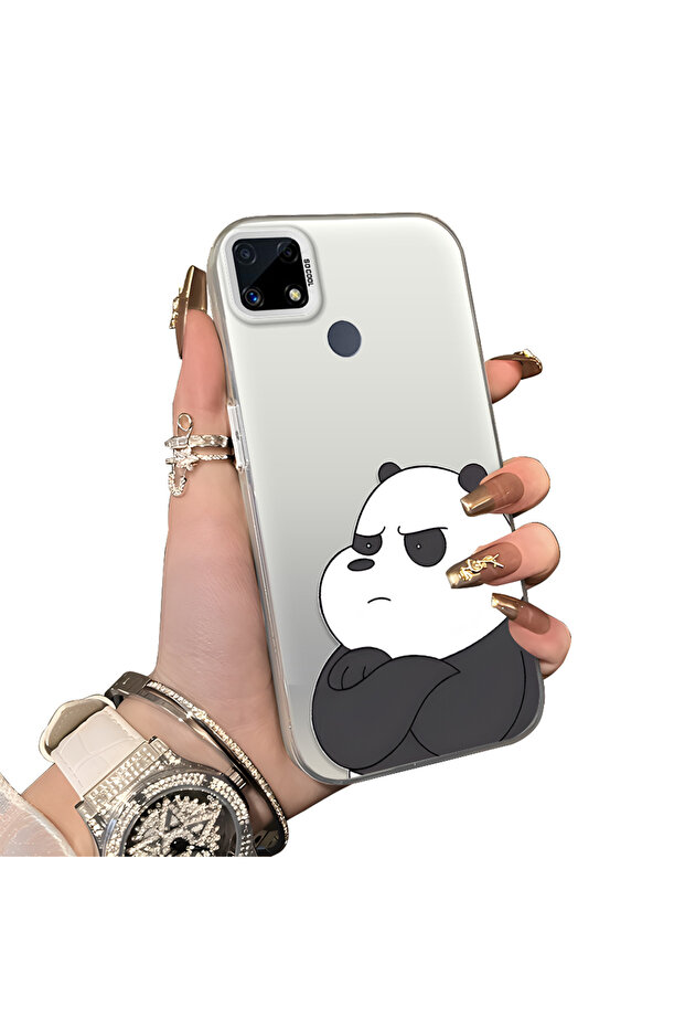 Realme C15 Compatible Plain Panda Patterned, High Quality, Drop Resistant Case - 3