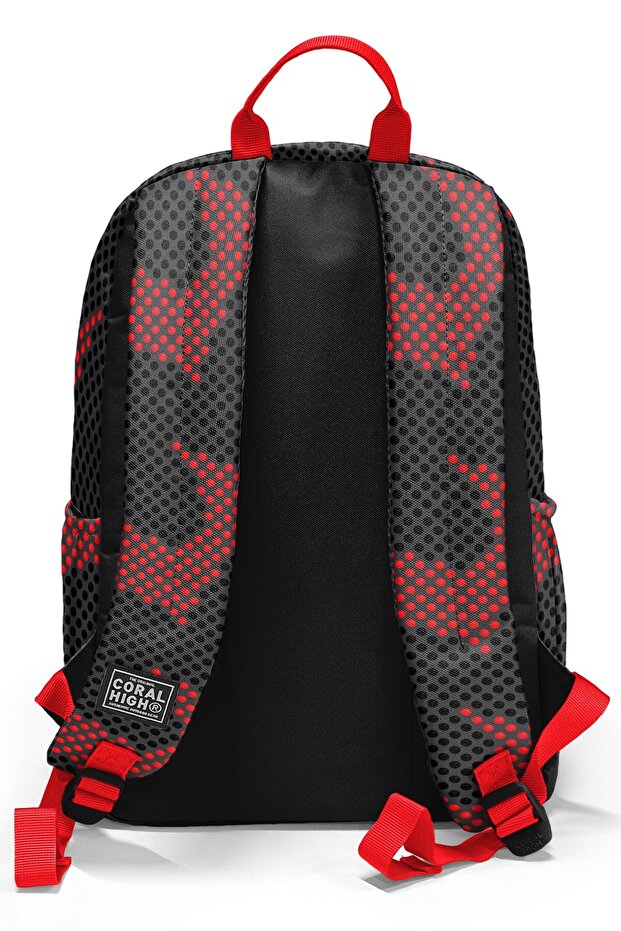Black Red Patterned School Backpack 33233 - 2