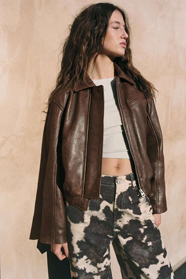 %100 deri bomber ceket - 1