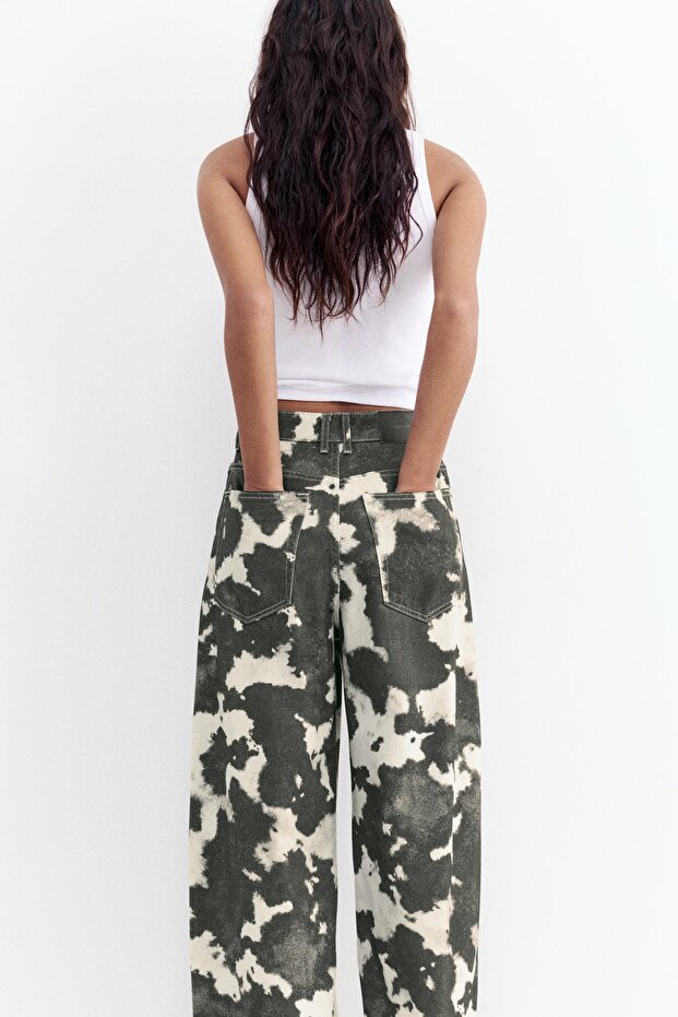 İnek desenli baggy jean - 5