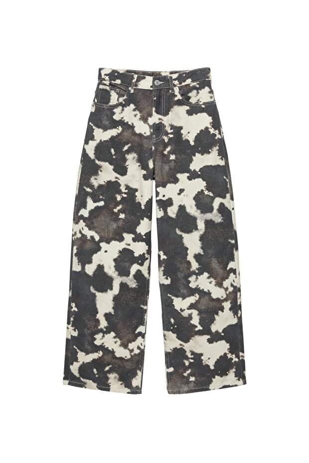 İnek desenli baggy jean - 4