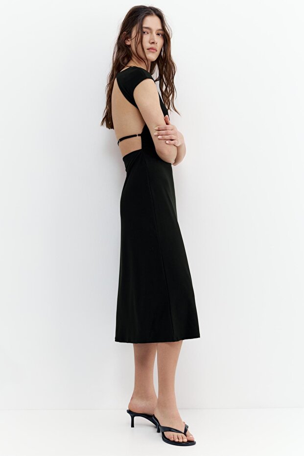 Midi elbise, tek parça kol - 4