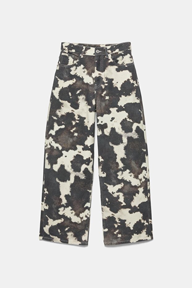 İnek desenli baggy jean - 8