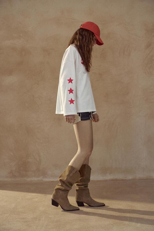 At grafik baskılı t-shirt - 5