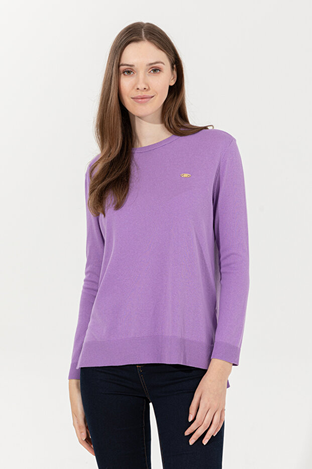 Women's Lilac Crew Neck Basic Sweater 50251905-Vr034