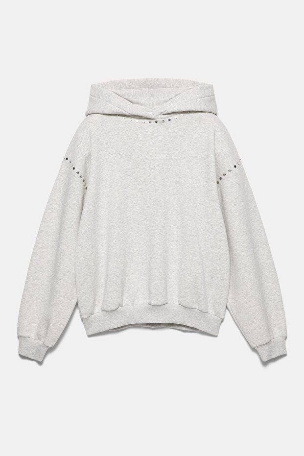 Zımba detaylı kapüşonlu sweatshirt - 6