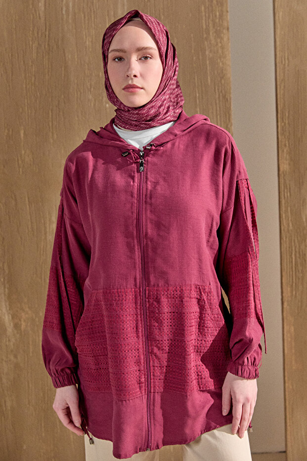 Kapüşonlu Keten Kap - 5