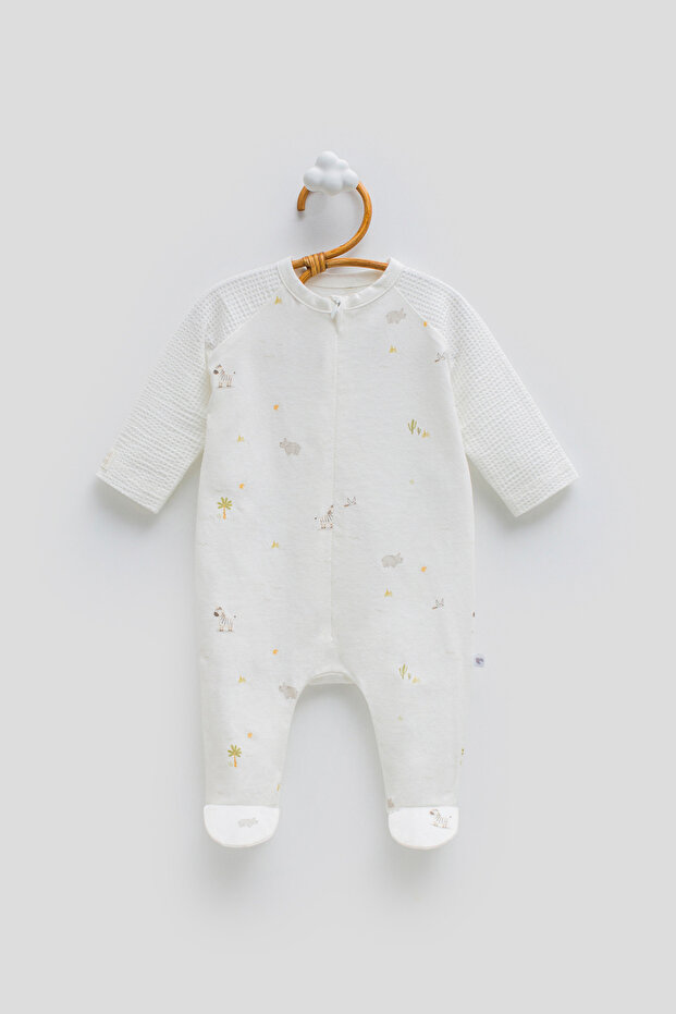 Jungle Fri̇ens 0-6 Months Overalls - Ecru