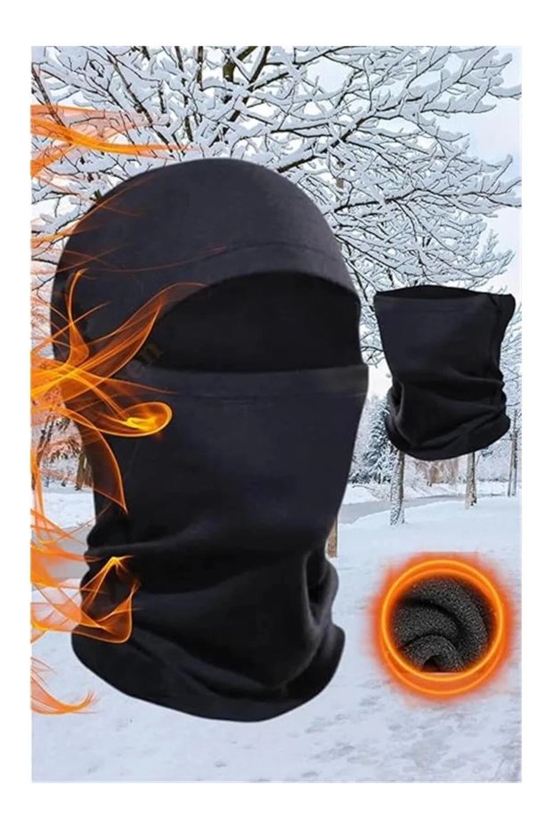 Thermal Full Face Snow Mask, Wind Protection, Black Color, One Size