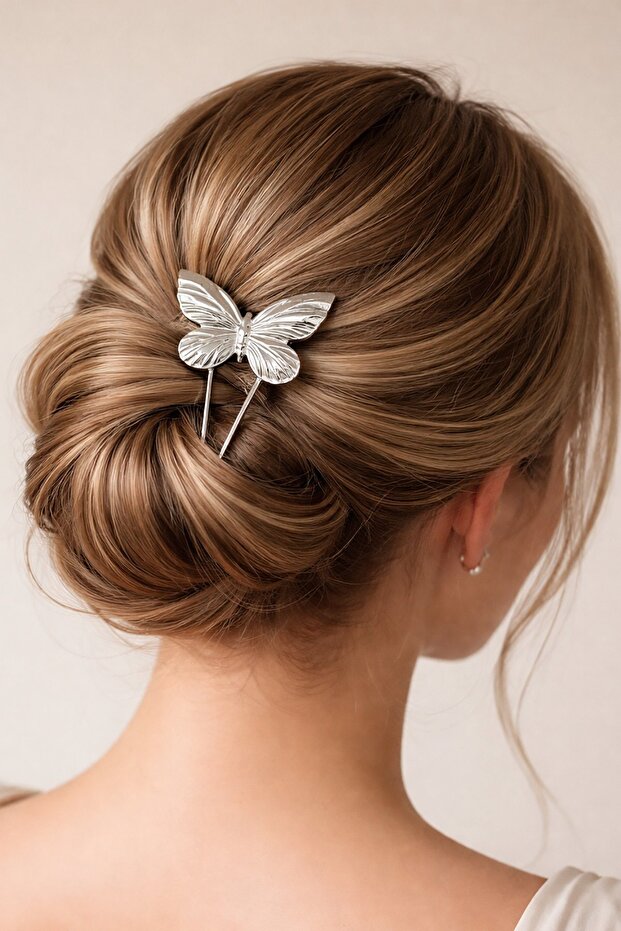 Silver Color Butterfly Figured Metal Knob Buckle