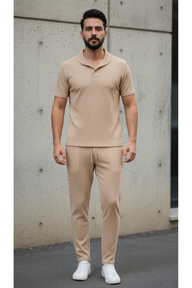 Men's Trendy Summer Comfortable Fit Wrinkle-Resistant Fabric Short Sleeve T-Shirt and Pants Set