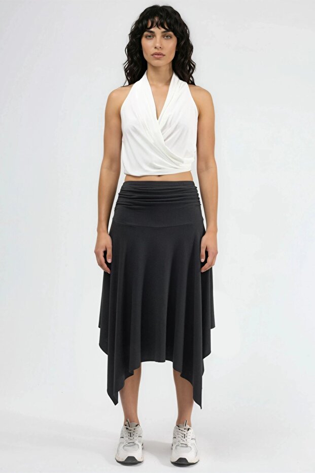 BUSEM Soft Touch Asimetrik Midi Etek - 6